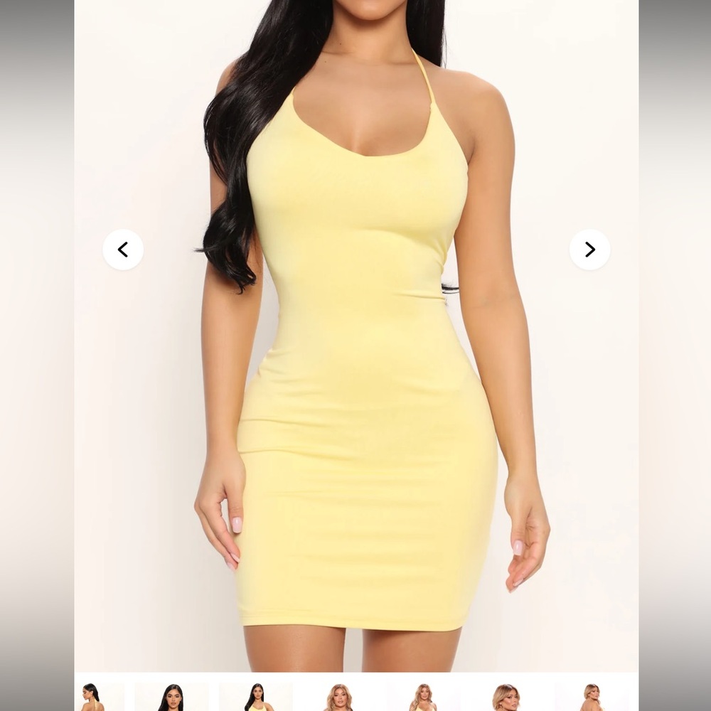 Fashion Nova Yellow Halter Bodycon Dress